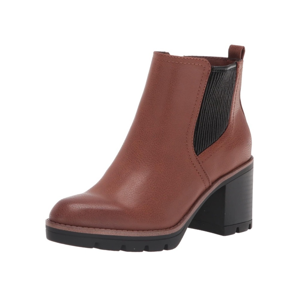 Naturalizer madalynn Gore Lug sole ankle bootie brown black shoe size 9.5 boot